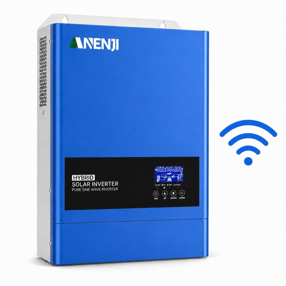 6.2 кВт Інвертор Anenji WiFi з подвійним виходом, Гібридний з низьким рівнем шуму MPPT 120А, 48 В