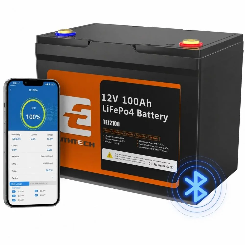 LiFePO4 12V 100Ah Акумулятор Lithtech з Bluetooth 1280Wh, 100A, BMS