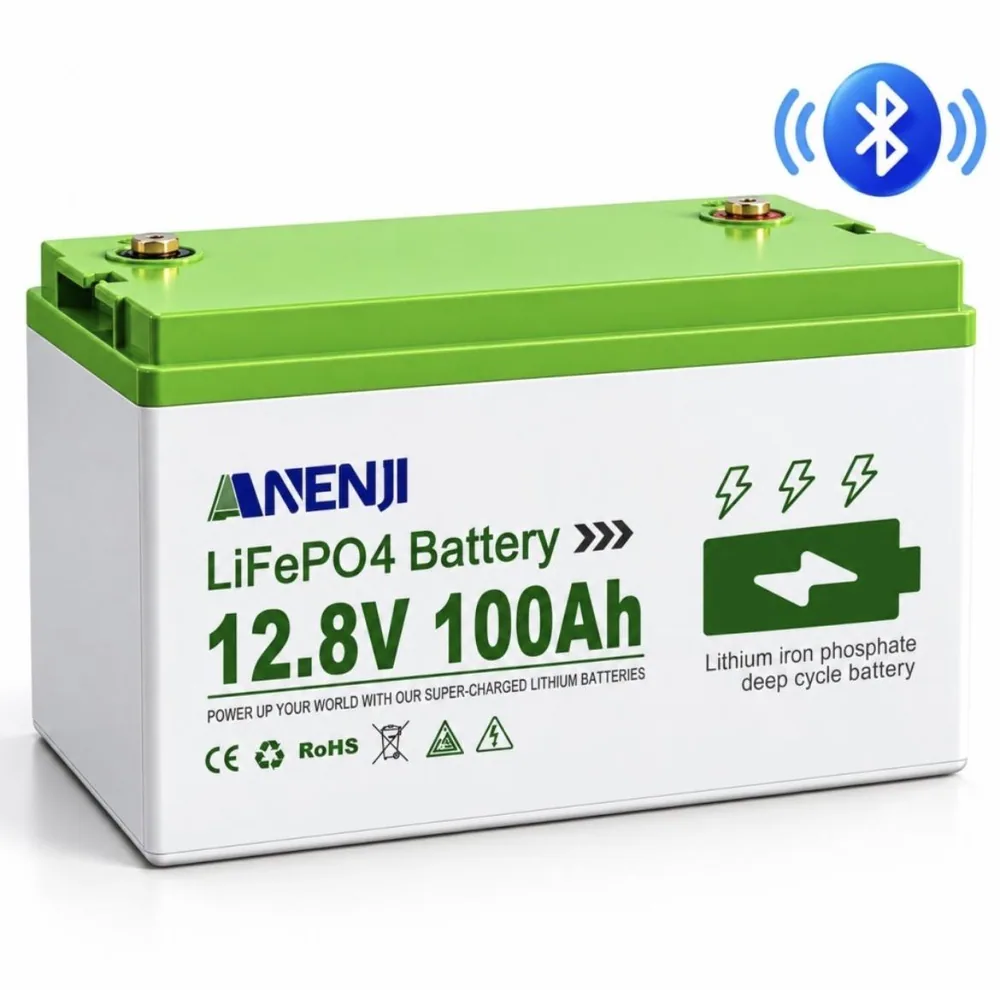 LiFePO4 12V/100Ah Акумулятор Anenji з Bluetooth для резервного живлення будинку, квартири з BMS