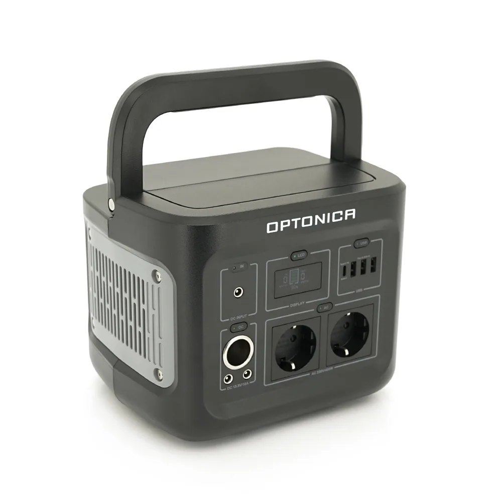 Зарядна станція Optonica B400-A1. Ємність 320Wt / h, Потужність 400Вт. Out:2xAC230, 2хDC13.3V / 10A, USB-3x5V / 2.4A, Type-C 60W(PD), 237х195х190мм. 5.9кг