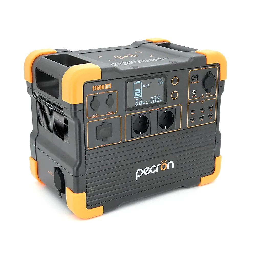 Портативна станція Pecron E1500LFP APP Control, 1536 / 2200Wh LiFePO4, MPPT VOC 32-95 В, DC12V-5A, XT60-12V-30A, 2хAC 220, 4xUSB-18W, 2хUSB-C(100W), wireless 15W, charge 120min, 377×237×305mm, 18.2kg