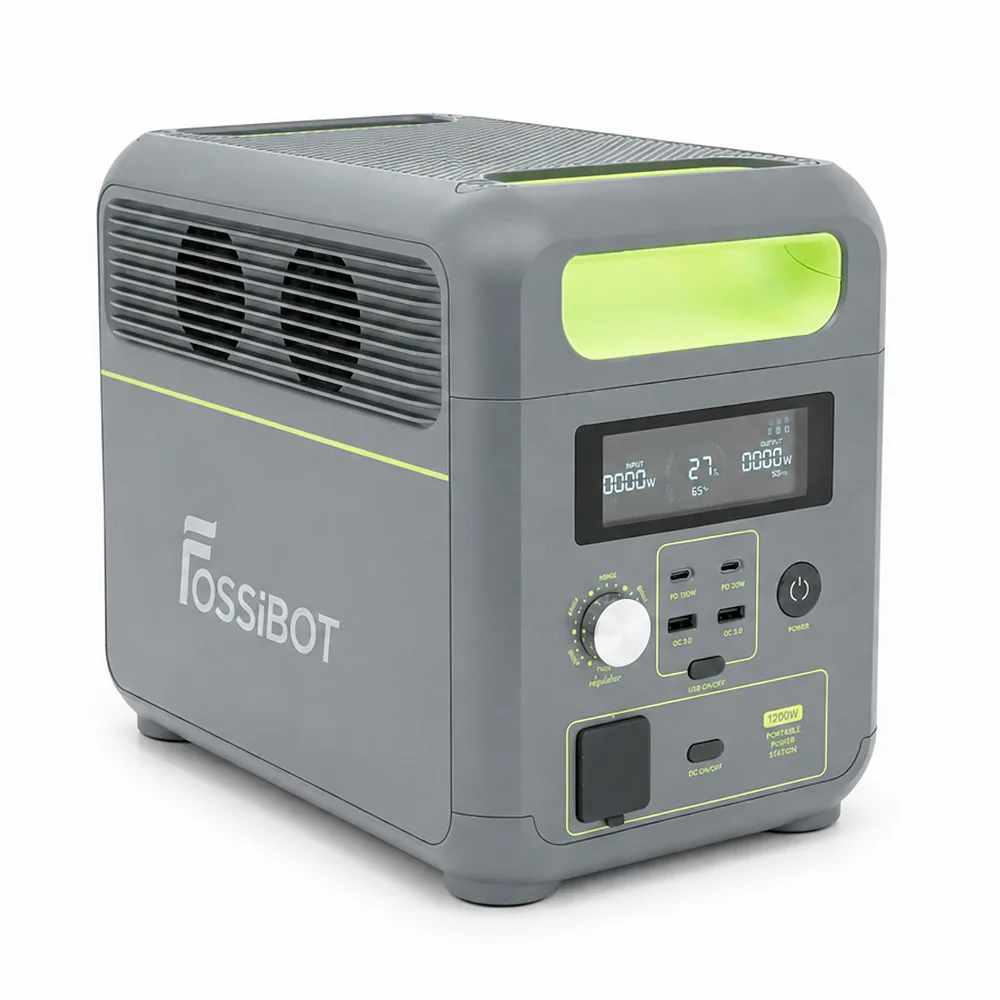Портативна зарядна станція FOSSiBOT F1200, 1200W/1024Wh LiFePO₄, MPPT 200W max, CarPort-12V-10A, 2xAC230V, 2xUSB-A-18W, 2xUSB-C-100W, Wi-Fi, 2 мм, 11,5 кг