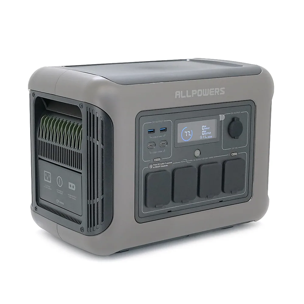 Power station ALLPOWERS R1500 LITE APP Control, Wi-Fi, Bluetooth, 1600W, 1056Wh LiFePO4 3500Cycles, MPPT 650w max, CAR port, DC12 / 24V, 4хAC 220V, 2xUSB-TYPE-C 100W, 2xUSB-A 18W, XT60, wireless 2*30W, Fast charge 60min, 413×312×265mm, 16,7kg