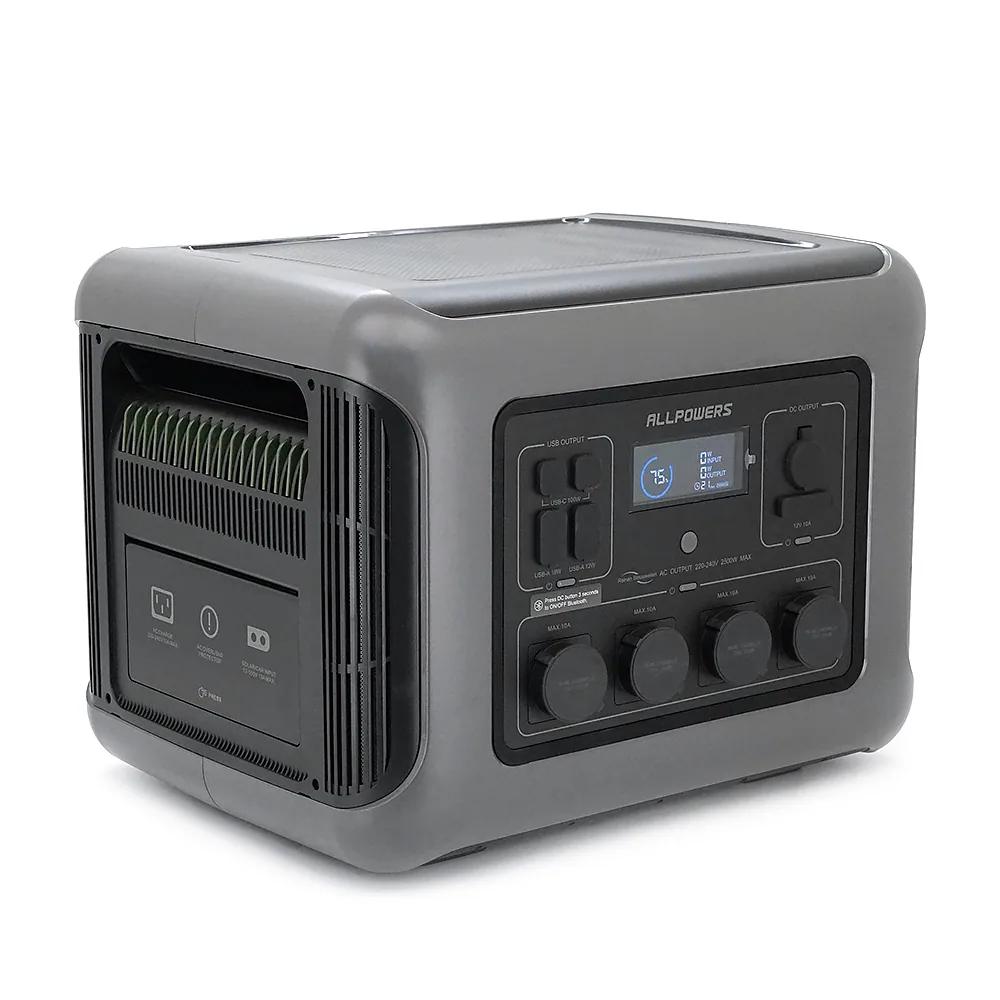 Power station ALLPOWERS R2500 APP Control, Wi-Fi, Bluetooth, 2500W, 2016Wh LiFePO4 3500Cycles, MPPT 1000w max, CAR port, DC12 / 24V, 4хAC 220V, 2xUSB-TYPE-C 200W, 2xUSB-A 18W, 2xUSB-A 36W, XT60, wireless 15W, Fast charge 60min, 456×360×346mm, 29kg
