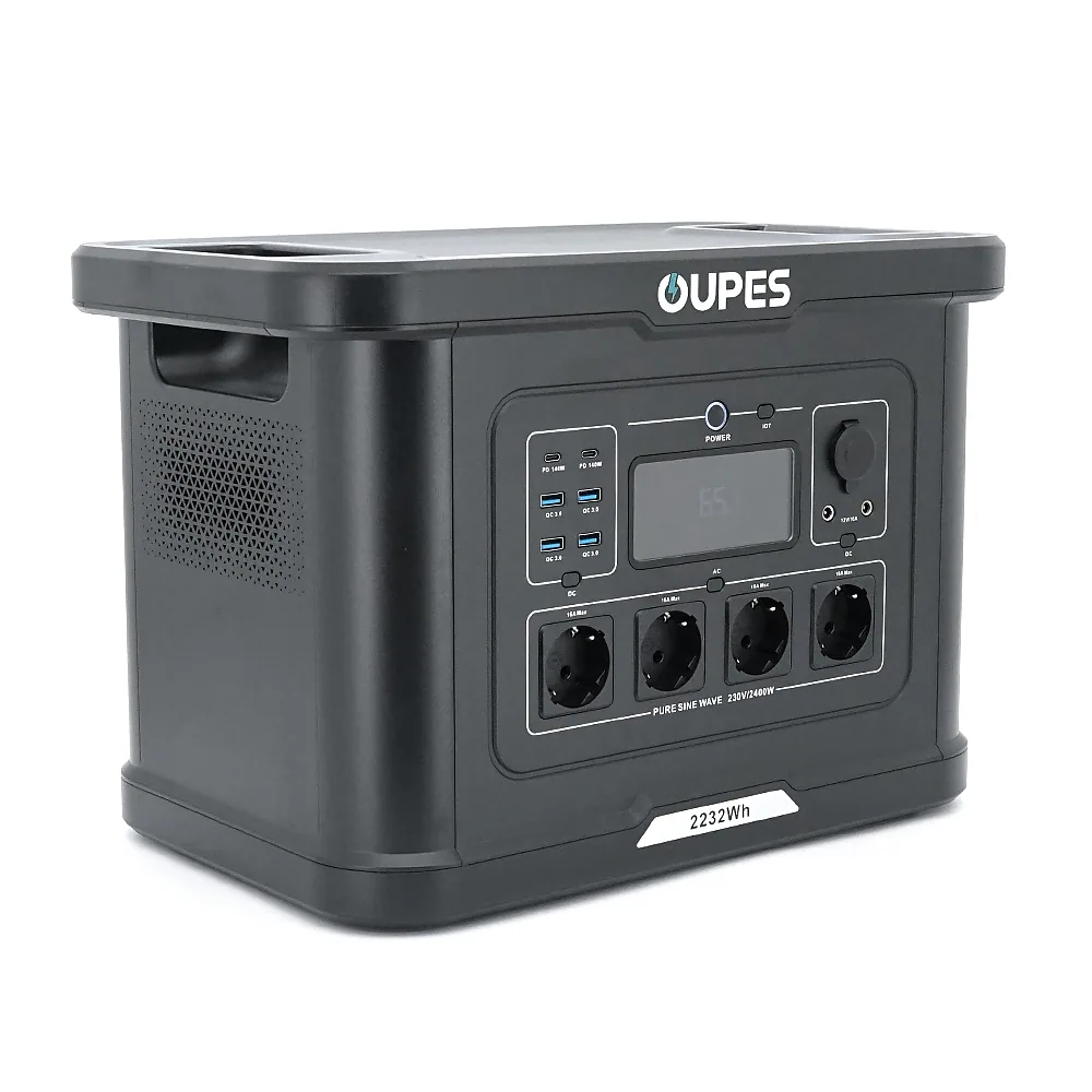 Портативний джерело живлення OUPES S024 Lite, LiFePO4, 2400W, PEAK 4500W, 2232Wh, 3500Cycles, MPPT 800W, 4xAC190-250V 16A, 4xUSB-A -18W, 2xUSB-C - 100+40W, IP21, 457*270*210мм, 20.5 кг